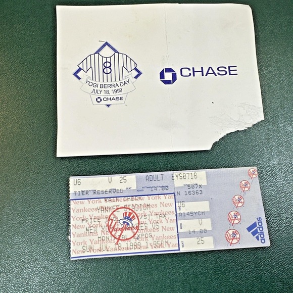 Other - 1999 D Cone Perfect Game Ticket Stub 7/18/99 NY Yankees Yogi Berra Day+Chase Crd